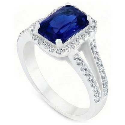 Natural Earth Mined Diamond Anniversary Ring Radiant Cut Sapphire Split Shank 5.50 Carats