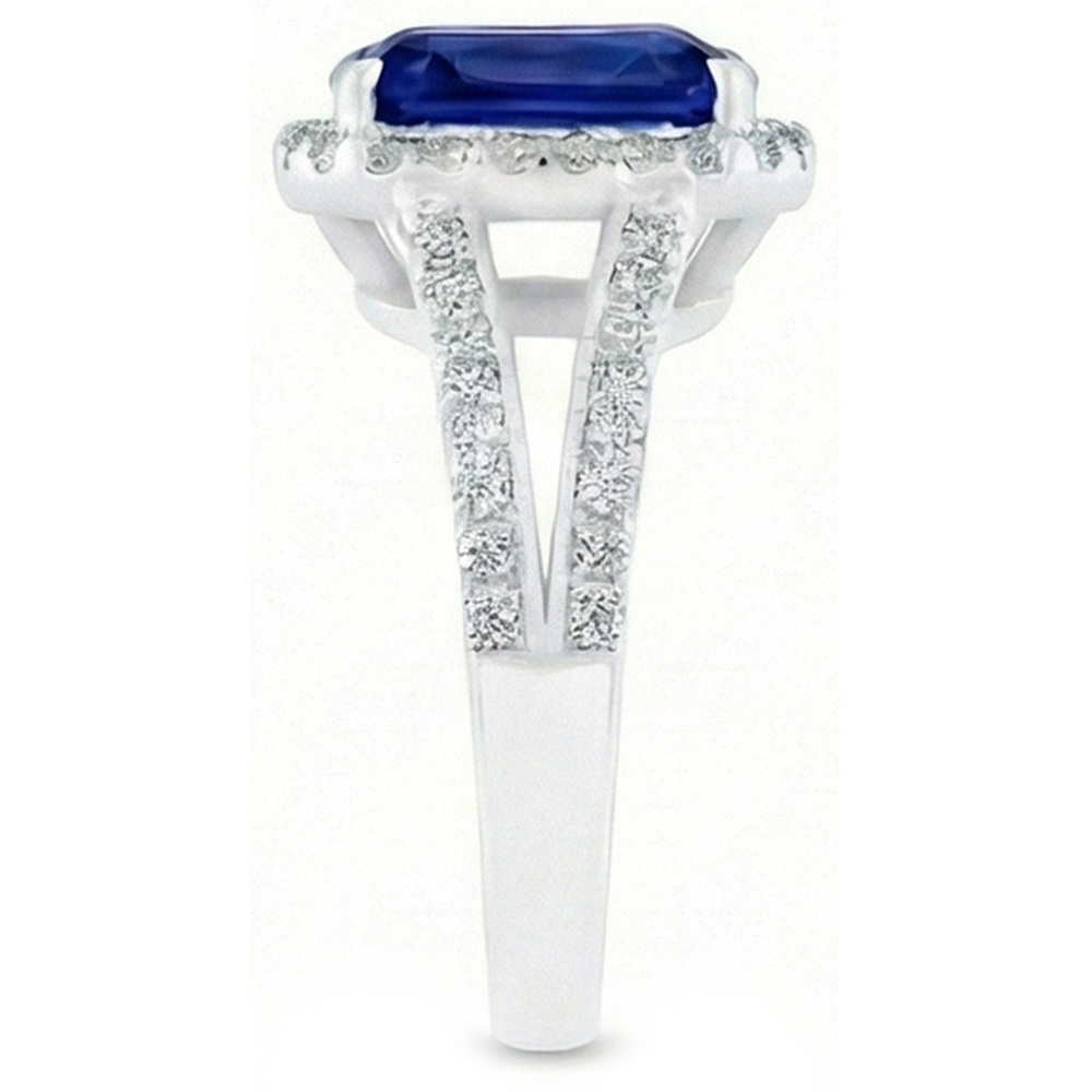 Natural Earth Mined Diamond Anniversary Ring Radiant Cut Sapphire Split Shank 5.50 Carats