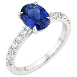 Natural Sapphire Ring 4ct - White Gold 14K