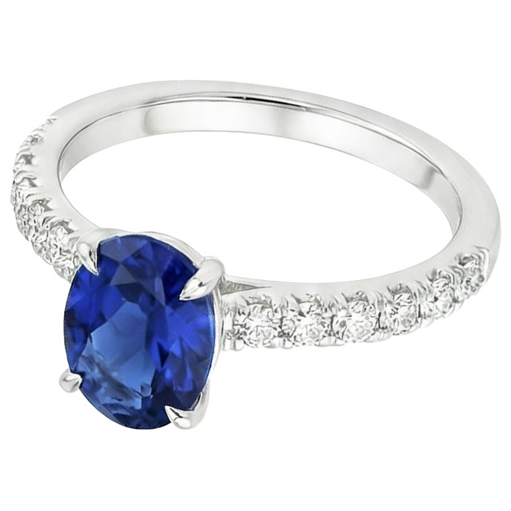 natural round sapphire 4ct ring profile view