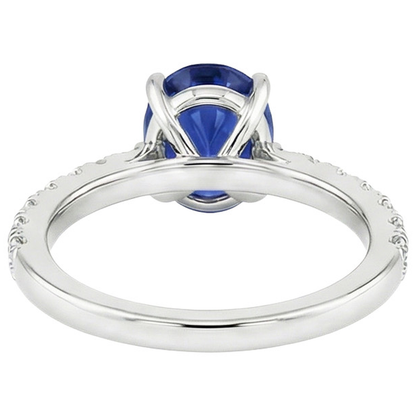 natural round sapphire 4ct ring on white background