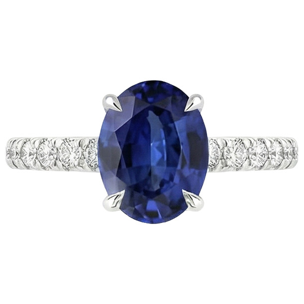 natural round sapphire 4ct ring top view