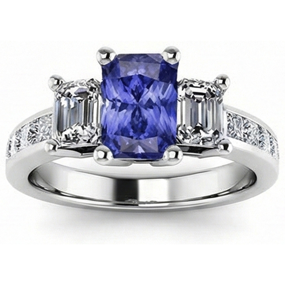 natural princess sapphire 3ct ring front view