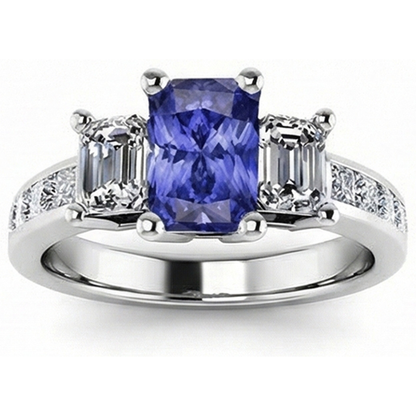 natural princess sapphire 3ct ring front view