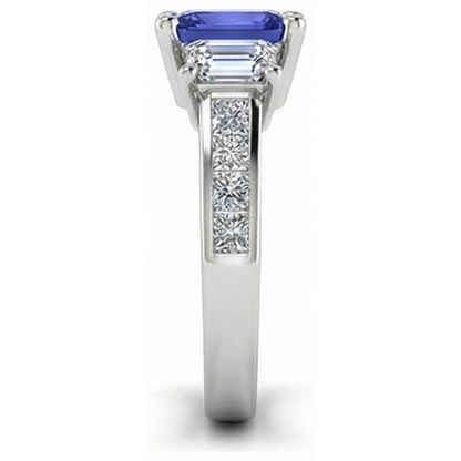 natural princess sapphire 3ct ring profile view