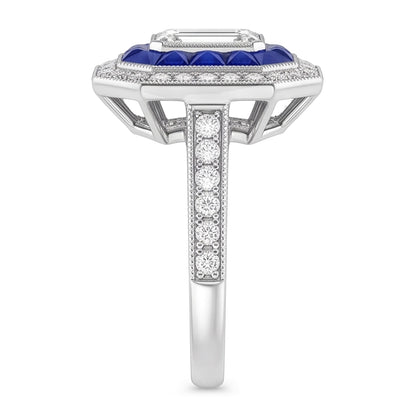 Natural Earth Mined Diamond Antique Style Ring 4.50 Carats Blue Sapphires Ladies Jewelry