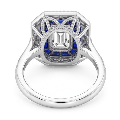 Natural Earth Mined Diamond Antique Style Ring 4.50 Carats Blue Sapphires Ladies Jewelry