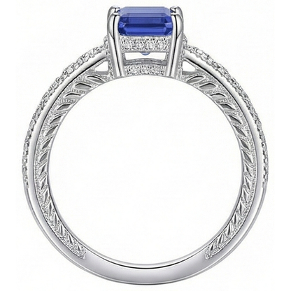Natural Earth Mined Diamond Antique Style Ring Basket Set Emerald Cut Sapphire 2.50 Carats