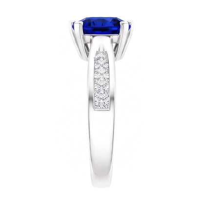 Natural Earth Mined Diamond Blue Sapphire Gemstone Ring Trillion Shaped 2 Carats