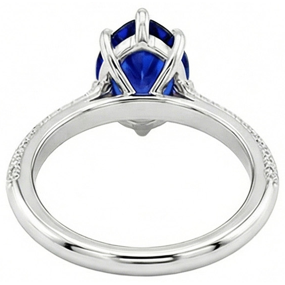 Natural Earth Mined Diamond Ceylon Sapphire Wedding Ring Prong Set Jewelry 3.50 Carats