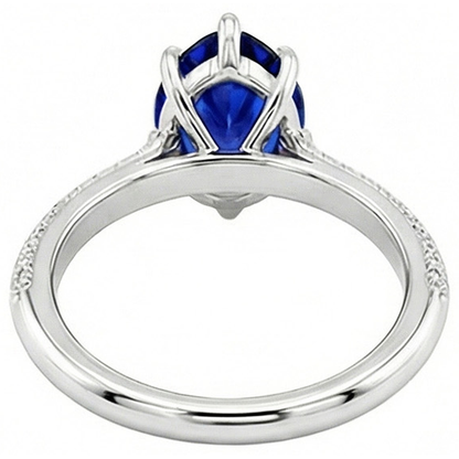 Natural Earth Mined Diamond Ceylon Sapphire Wedding Ring Prong Set Jewelry 3.50 Carats