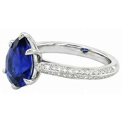 Natural Earth Mined Diamond Ceylon Sapphire Wedding Ring Prong Set Jewelry 3.50 Carats