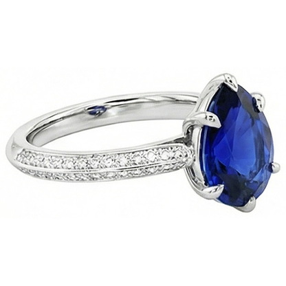 Natural Earth Mined Diamond Ceylon Sapphire Wedding Ring Prong Set Jewelry 3.50 Carats