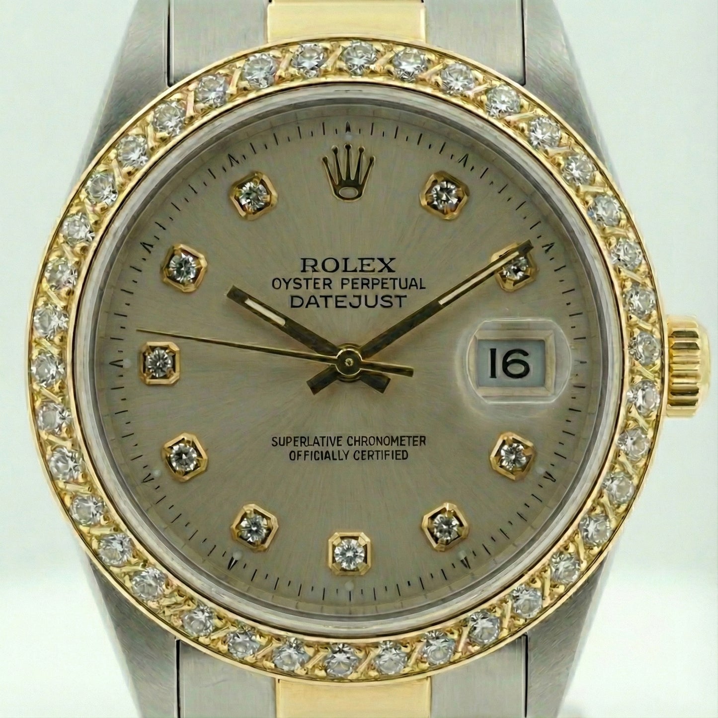 Natural Earth Mined Diamond Dial & Bezel Two Tone Datejust Watch