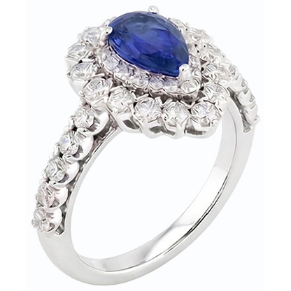 Natural Earth Mined Diamond Double Halo Ceylon Sapphire Ring Flower Style 4.50 Carats