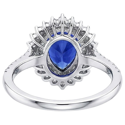 Natural Earth Mined Diamond Double Halo Ring Flower Style Pear Blue Sapphire 5.50 Carats
