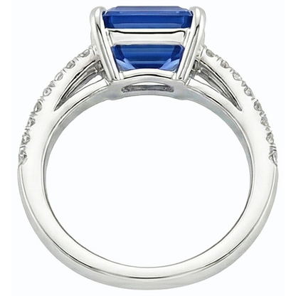 Natural Earth Mined Diamond Emerald Blue Sapphire Engagement Ring Double Shank 4.50 Carats