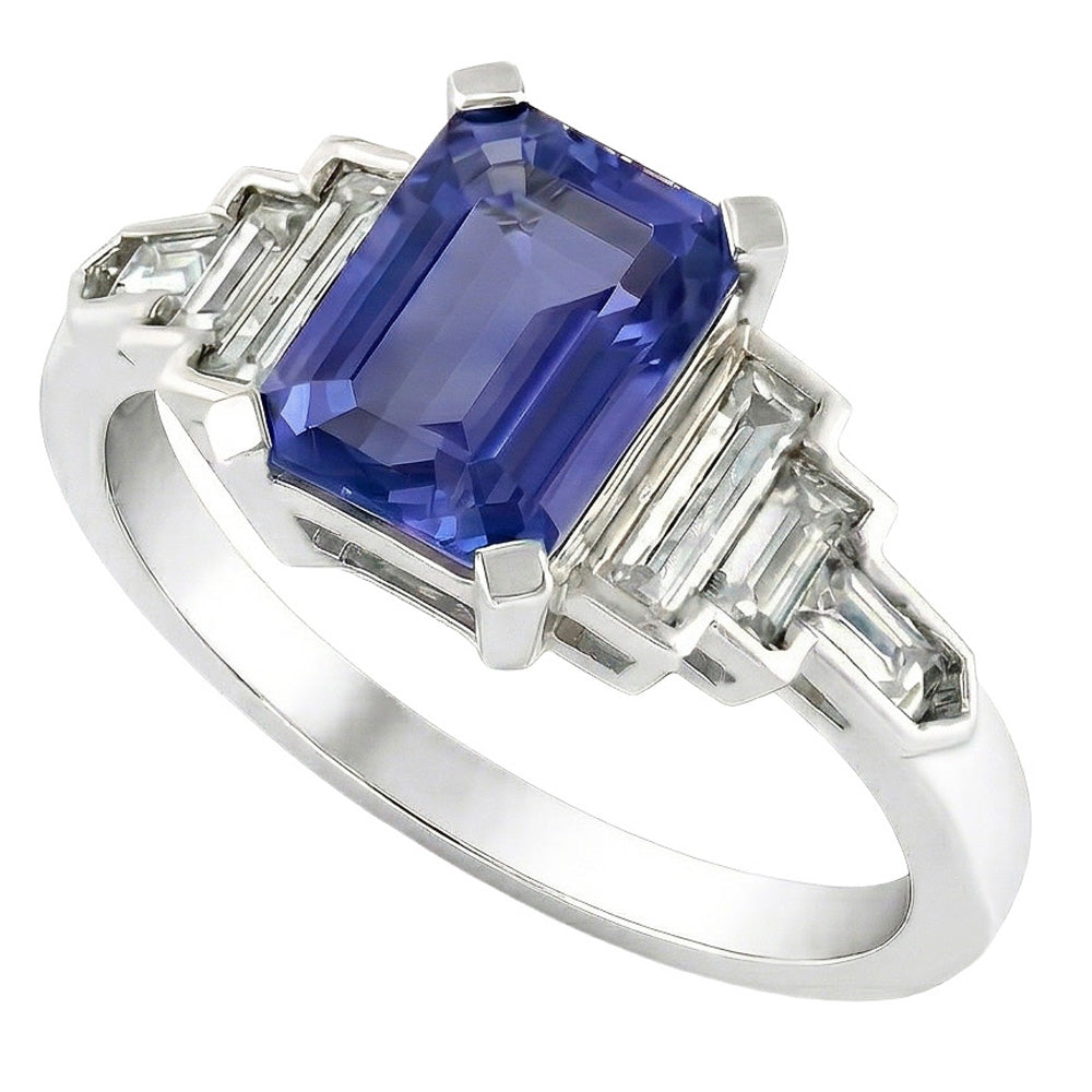 natural emerald sapphire 3ct ring front view