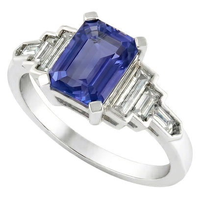 natural emerald sapphire 3ct ring front view