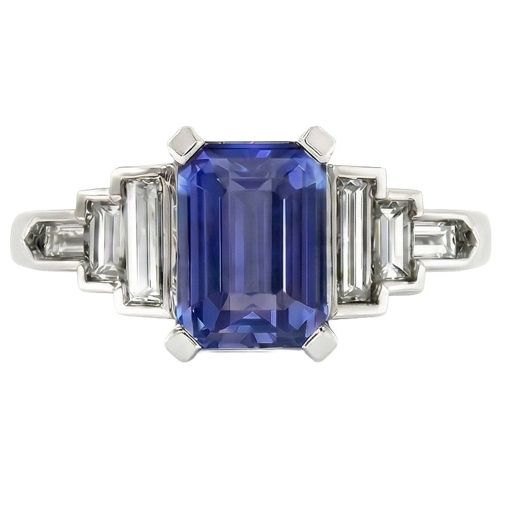 natural emerald sapphire 3ct ring side angle