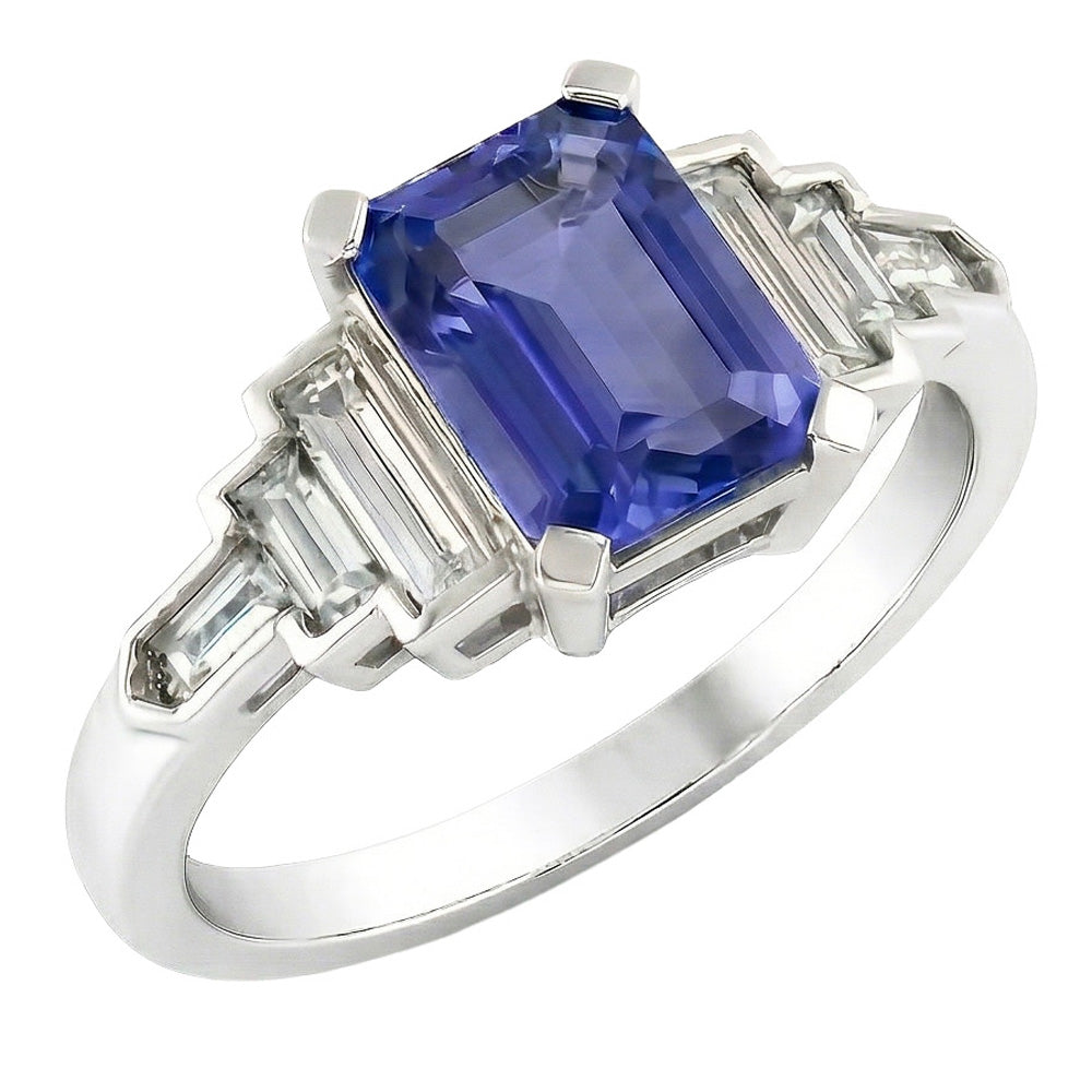 natural emerald sapphire 3ct ring top view