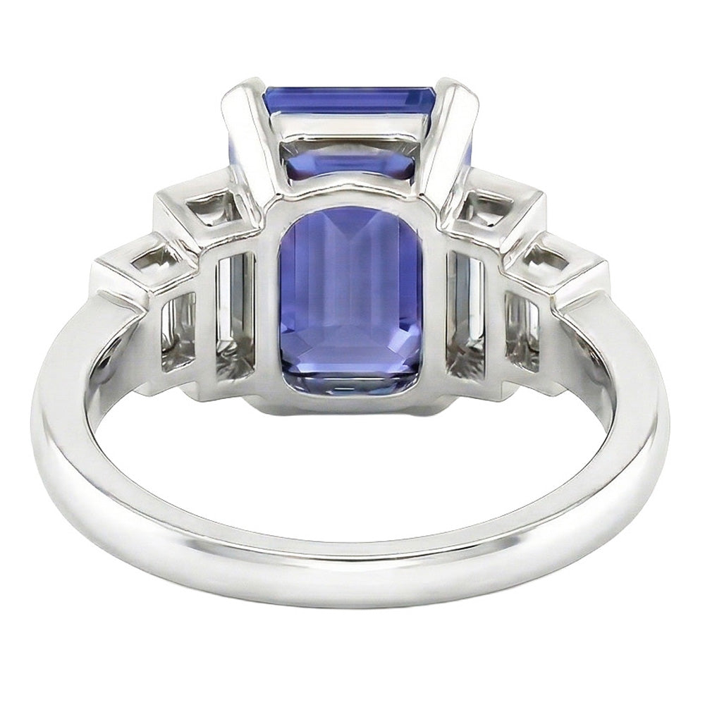 natural emerald sapphire 3ct ring profile view