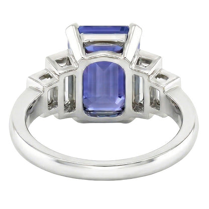 natural emerald sapphire 3ct ring profile view