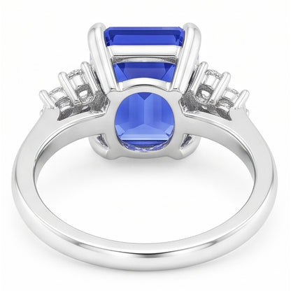 Natural Earth Mined Diamond Emerald Ceylon Sapphire Anniversary Ring 3.50 Carats