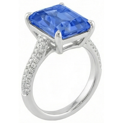 Natural Earth Mined Diamond Engagement Ring 5 Carats Radiant Sapphire Gemstone Jewelry