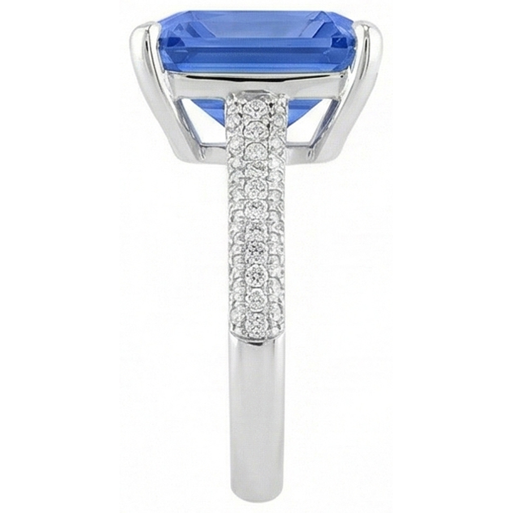 Natural Earth Mined Diamond Engagement Ring 5 Carats Radiant Sapphire Gemstone Jewelry