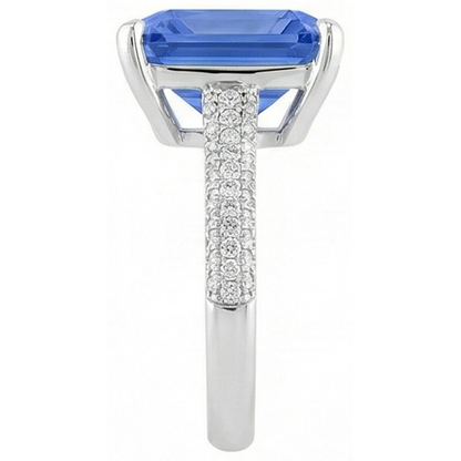 Natural Earth Mined Diamond Engagement Ring 5 Carats Radiant Sapphire Gemstone Jewelry