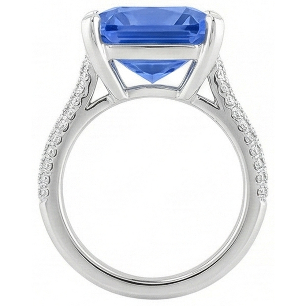 Natural Earth Mined Diamond Engagement Ring 5 Carats Radiant Sapphire Gemstone Jewelry
