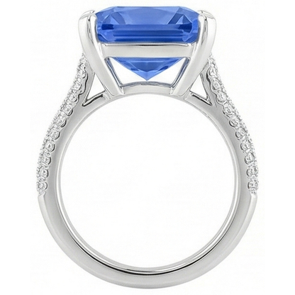 Natural Earth Mined Diamond Engagement Ring 5 Carats Radiant Sapphire Gemstone Jewelry