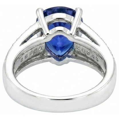 Natural Earth Mined Diamond Engagement Ring Blue Sapphire 3.50 Carats Antique Style