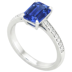 Natural Sapphire Ring 3.50ct - White Gold 14K