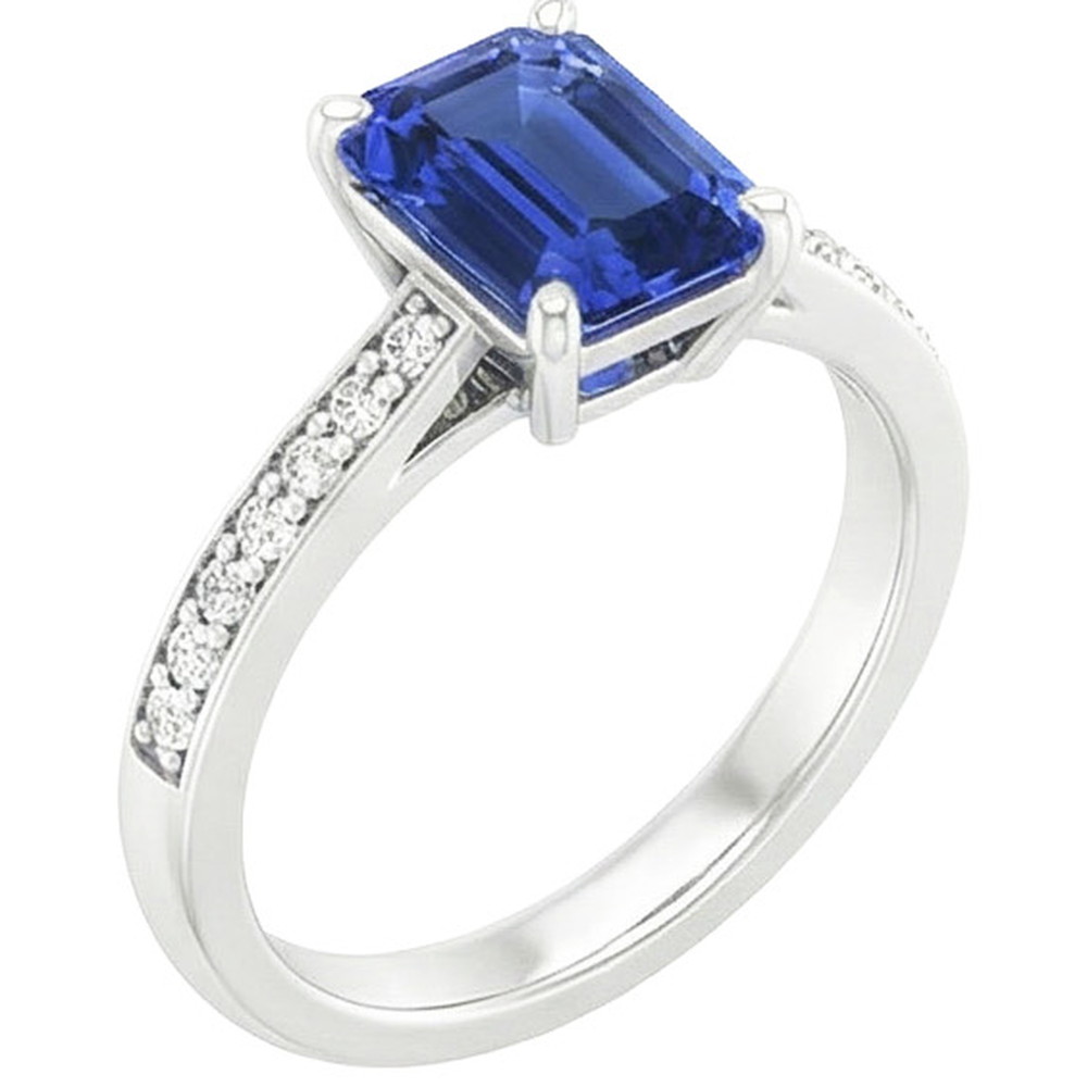 natural emerald sapphire 3.50ct ring top view