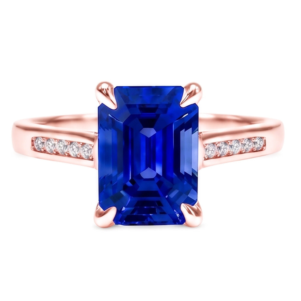 Natural Earth Mined Diamond Engagement Ring Emerald Ceylon Sapphire 2.75 Carats Rose Gold