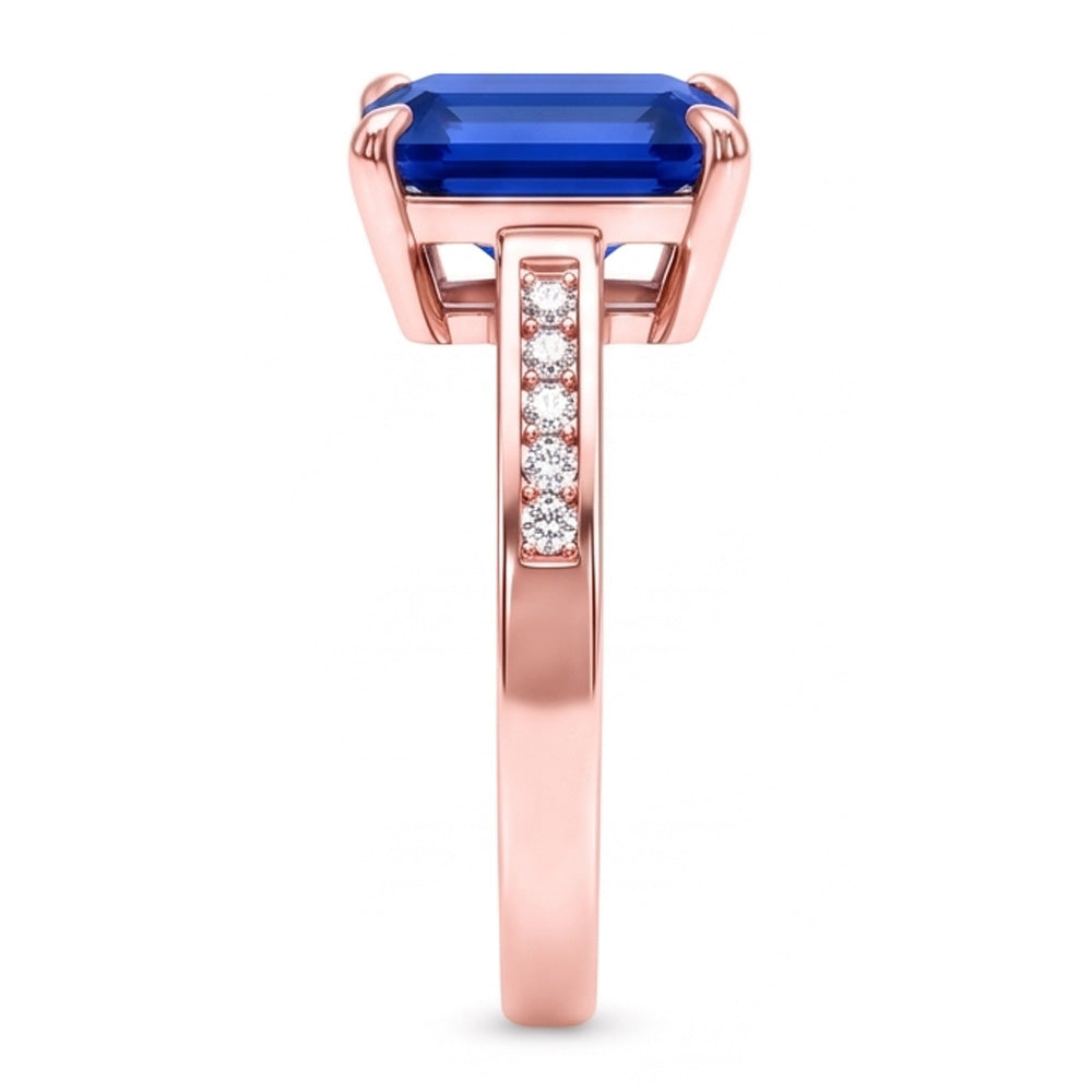 Natural Earth Mined Diamond Engagement Ring Emerald Ceylon Sapphire 2.75 Carats Rose Gold