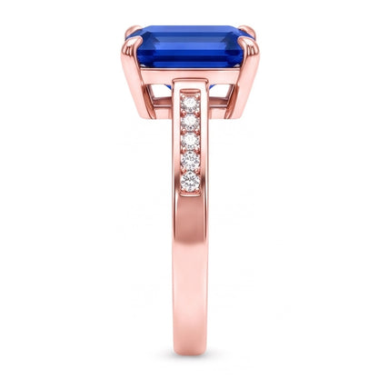 Natural Earth Mined Diamond Engagement Ring Emerald Ceylon Sapphire 2.75 Carats Rose Gold