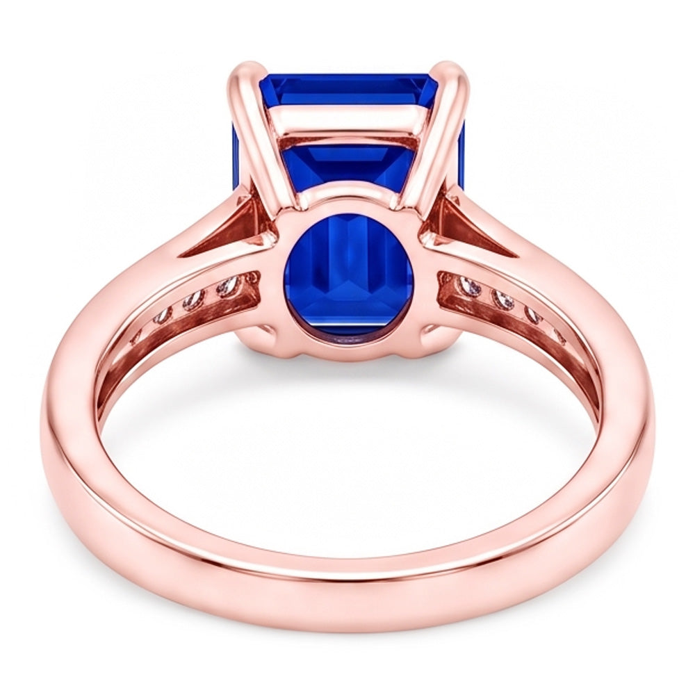 Natural Earth Mined Diamond Engagement Ring Emerald Ceylon Sapphire 2.75 Carats Rose Gold
