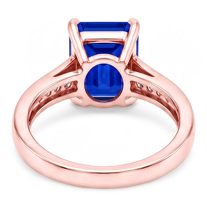 Natural Earth Mined Diamond Engagement Ring Emerald Ceylon Sapphire 2.75 Carats Rose Gold