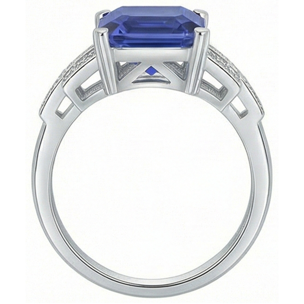 Natural Earth Mined Diamond Engagement Ring Emerald Sri Lankan Sapphire 4 Carats