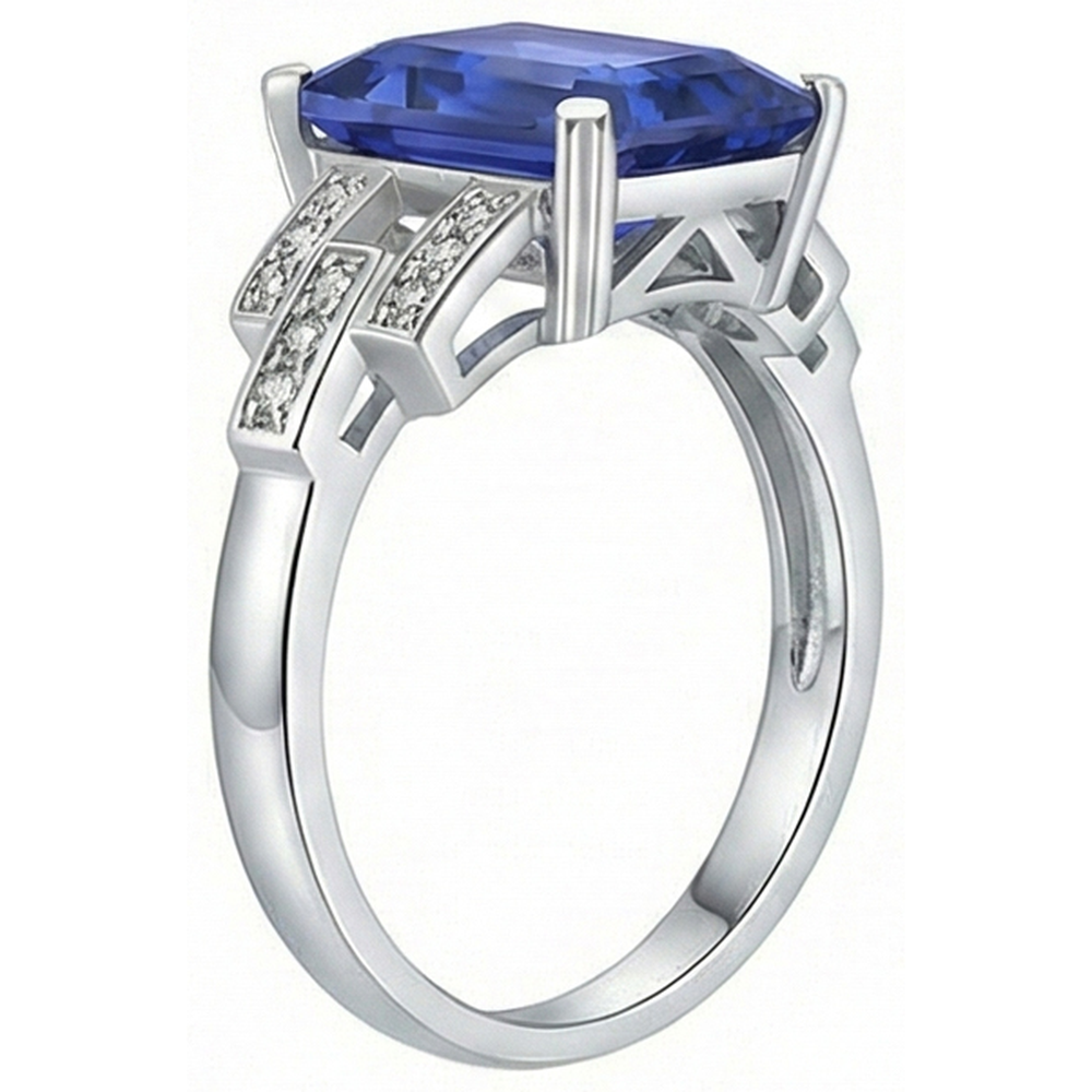 Natural Earth Mined Diamond Engagement Ring Emerald Sri Lankan Sapphire 4 Carats