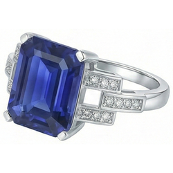 Natural Earth Mined Diamond Engagement Ring Emerald Sri Lankan Sapphire 4 Carats