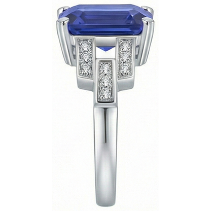 Natural Earth Mined Diamond Engagement Ring Emerald Sri Lankan Sapphire 4 Carats