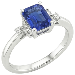 Natural Sapphire Ring 4ct - White Gold 14K