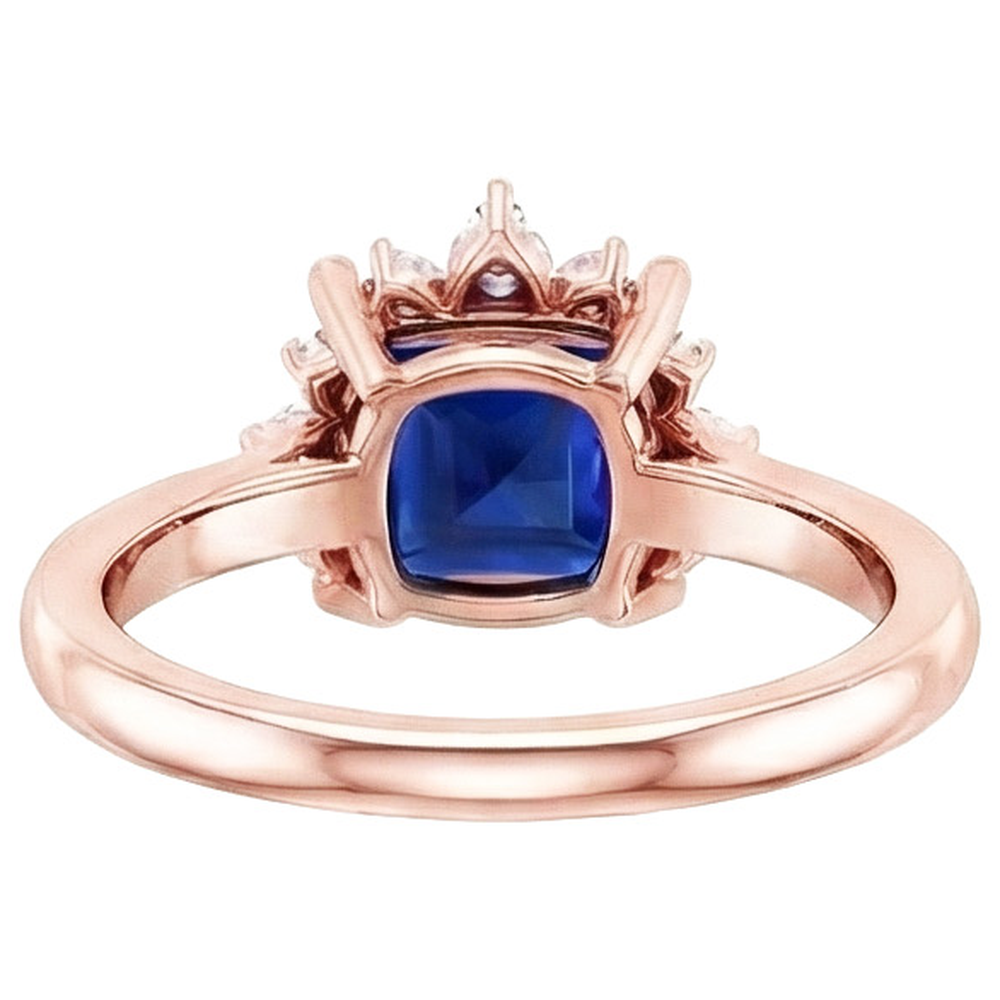 Natural Earth Mined Diamond Engagement Ring Half Halo Princess Blue Sapphire 5.50 Carats