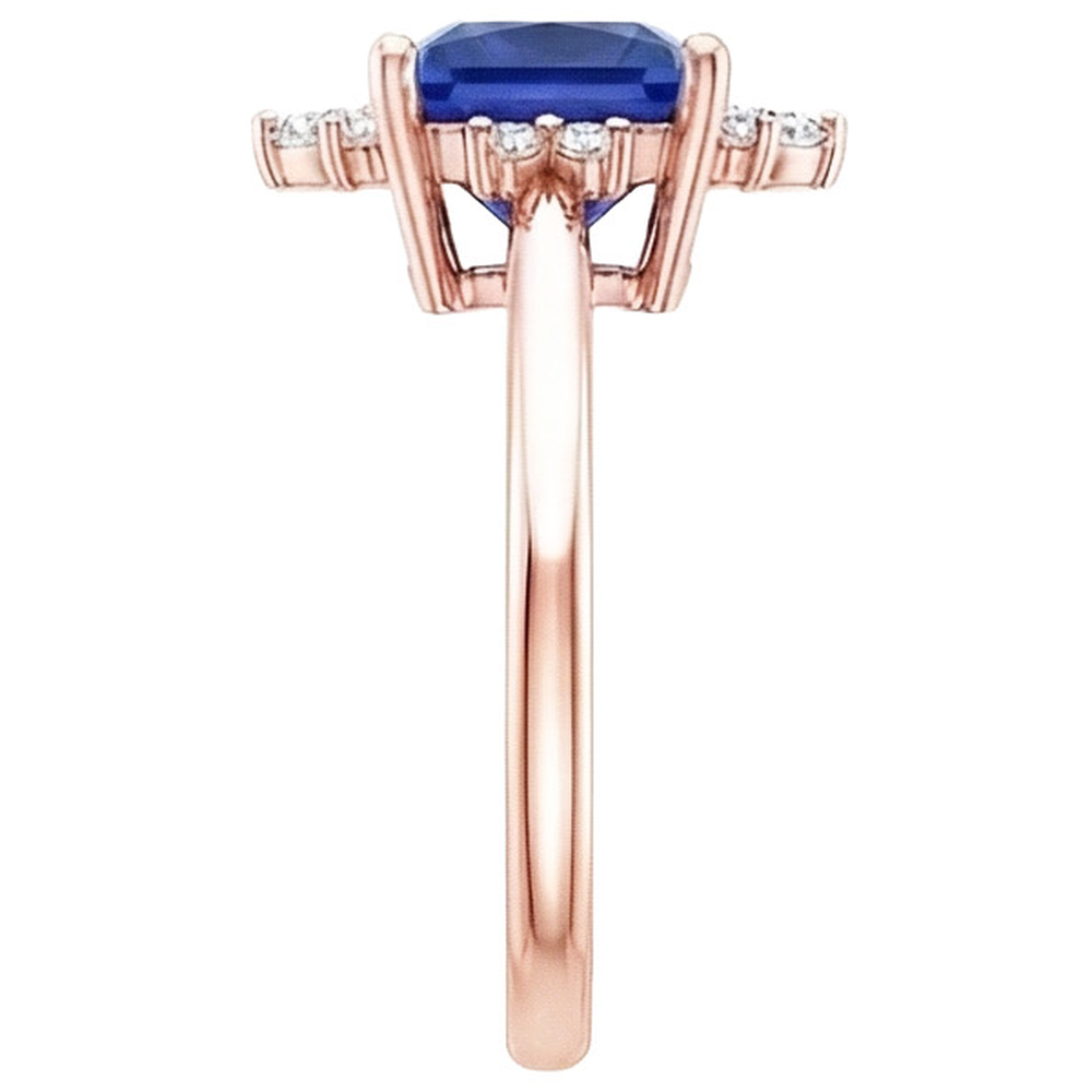 Natural Earth Mined Diamond Engagement Ring Half Halo Princess Blue Sapphire 5.50 Carats