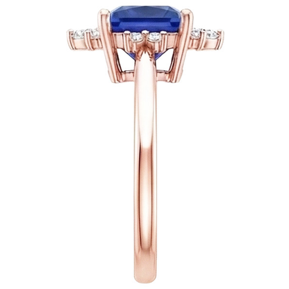 Natural Earth Mined Diamond Engagement Ring Half Halo Princess Blue Sapphire 5.50 Carats