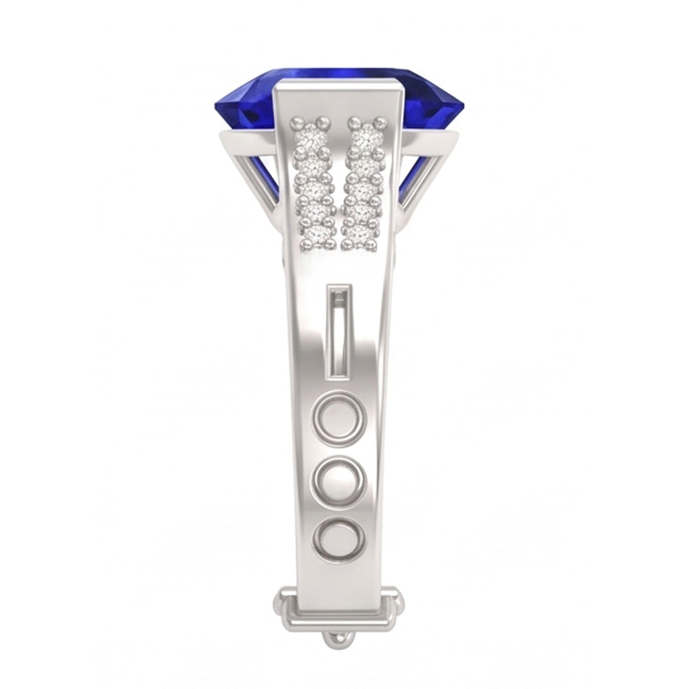 Natural Earth Mined Diamond Engagement Ring Heart Bar Set Blue Sapphire 2.50 Carats